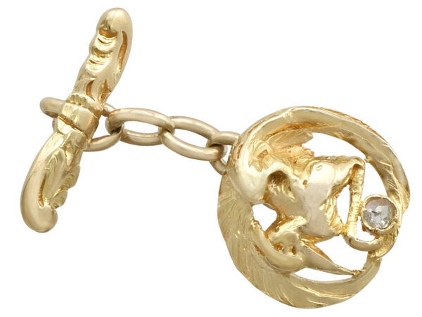 Antique Diamond 18ct Yellow Gold Bird Cufflink