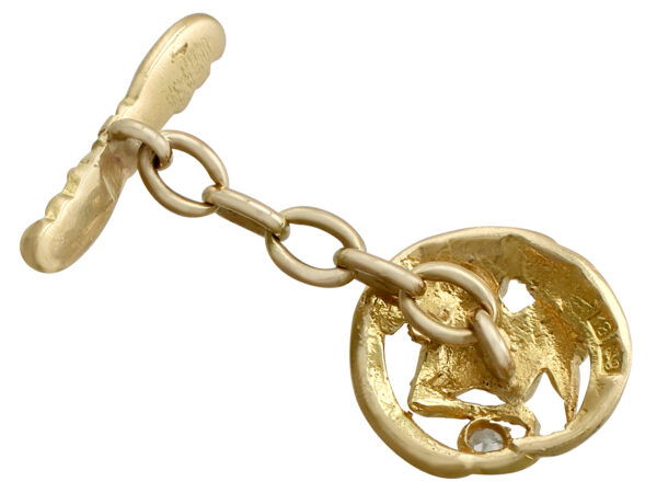 reverse of Antique Diamond 18ct Yellow Gold Bird Cufflink