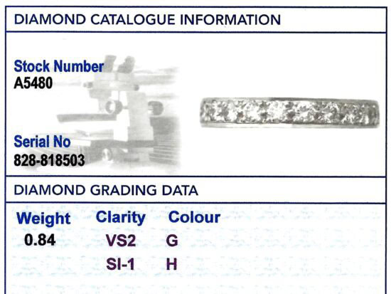 Diamond Eternity Ring Brilliant Cut grading card
