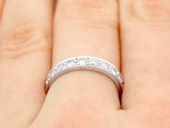 Diamond Eternity Ring Brilliant Cut on finger