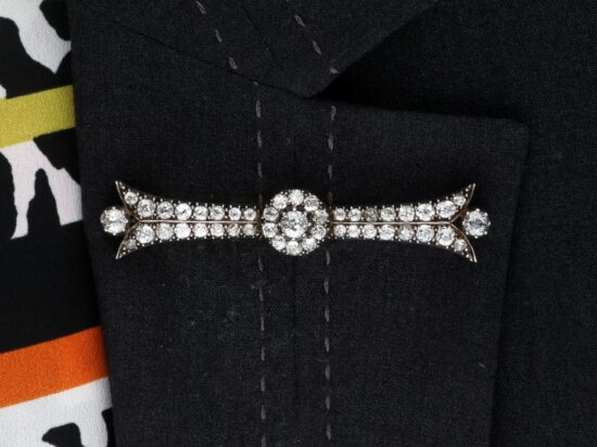 Diamond Bar Brooch wearing