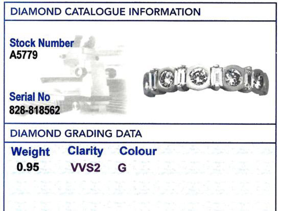 Diamond 18ct White Gold Half Eternity Ring grading card