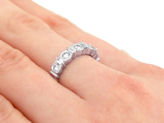 Diamond 18ct White Gold Half Eternity Ring on hand
