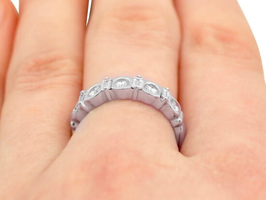 Diamond 18ct White Gold Half Eternity Ring on finger