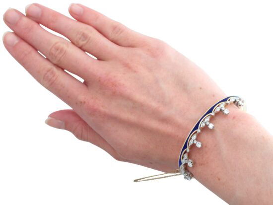Crown Diamond Gold Bangle On Wrist