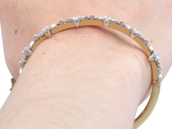 Enamel Crown Bangle Worn Close Up