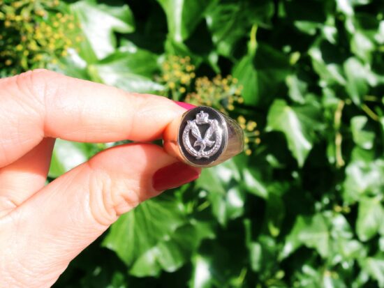 onyx Army Signet Ring in gold outside