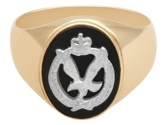 onyx Army Signet Ring in gold