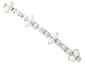 Natural Pearl Diamond Platinum Bracelet