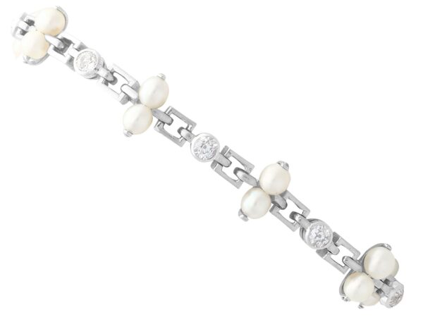 Natural Pearl Diamond Platinum Bracelet