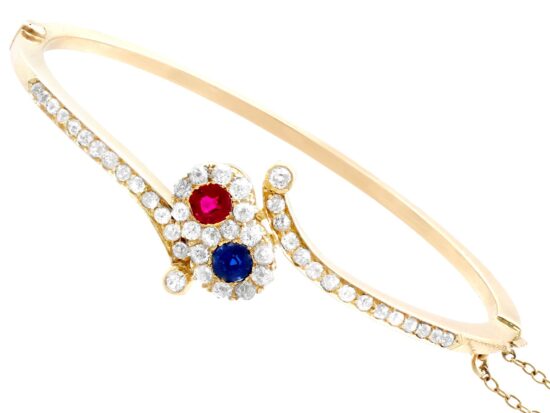 Ruby Sapphire Bangle Angled View
