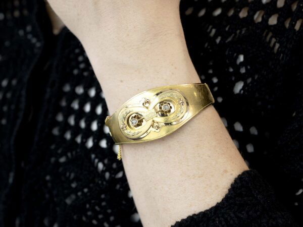 Antique Diamond Yellow Gold Bangle