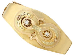 Antique Diamond and 14ct Yellow Gold Bangle - Circa 1880