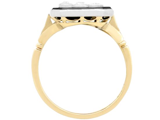 setting of Onyx and Diamond Ring