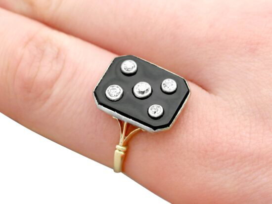 Onyx and Diamond Ring wearing