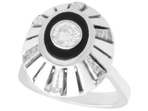 White Gold Black Onyx & Diamond Ring