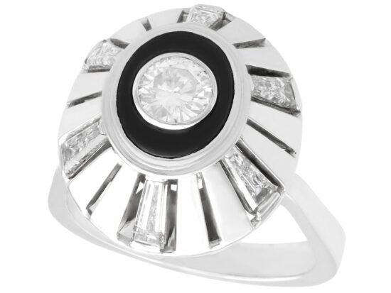 White Gold Black Onyx & Diamond Ring