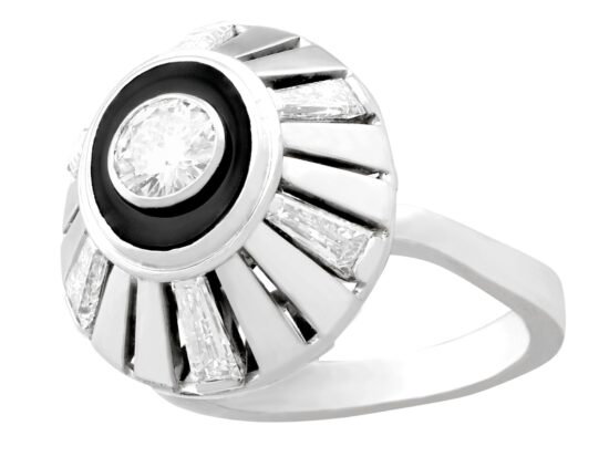 White Gold Black Onyx & Diamond Ring