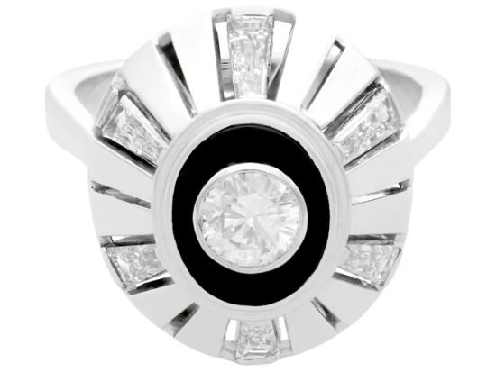 White Gold Black Onyx & Diamond Ring