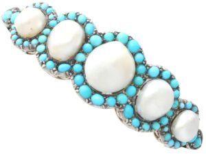 Victorian Pearl Turquoise Bangle Bracelet
