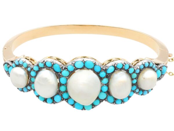 Victorian Turquoise Pearl Bracelet Front
