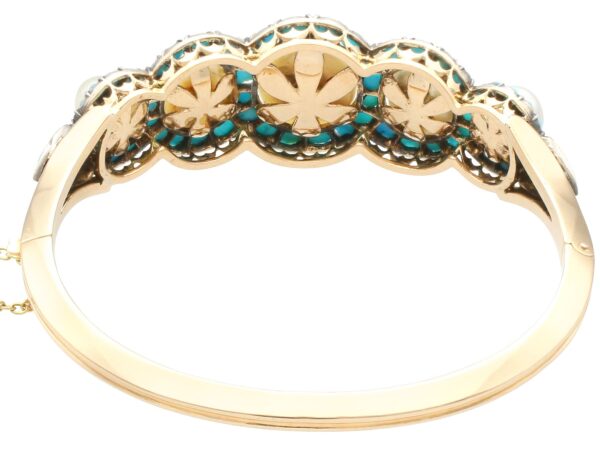 Antique Pearl Turquoise Bracelet Reverse