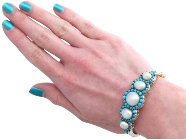 Pearl Turquoise Bangle On Wrist