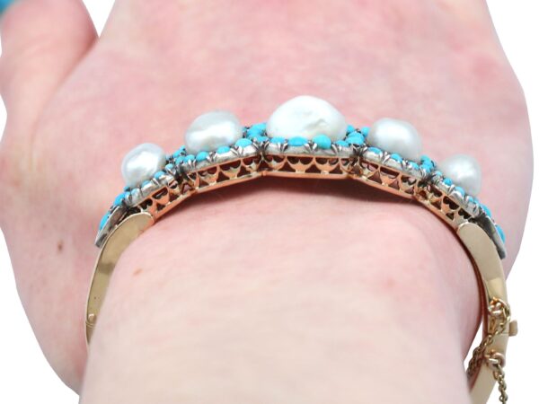 Antique Turquoise Bracelet Worn Close-Up