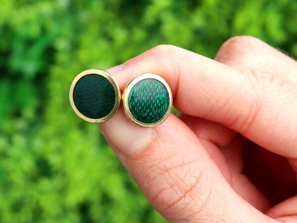 green enamel cufflinks outside
