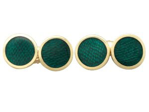 pair of green enamel cufflinks