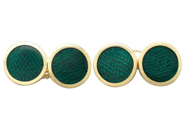 pair of green enamel cufflinks