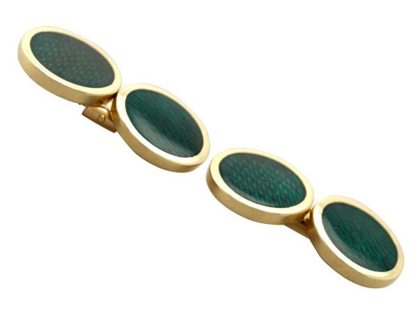 Italian green enamel cufflinks