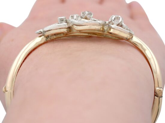 Diamond Russian Bangle Worn Close Up