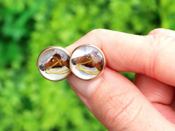 Victorian gold horse head cufflink