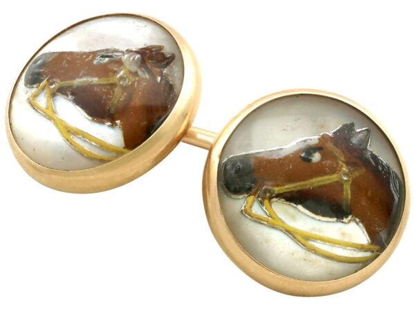 gold horse cufflinks