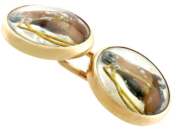 antique gold and crystal horse cufflinks