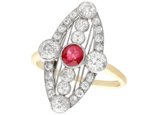 Ruby and Diamond Marquise Ring 1920s