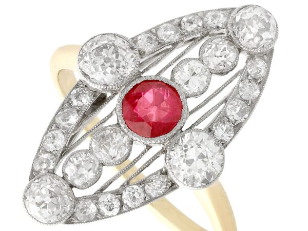 Ruby and Diamond Marquise Ring 1920s