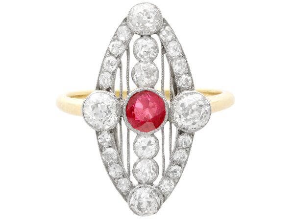 Ruby and Diamond Marquise Ring 1920s