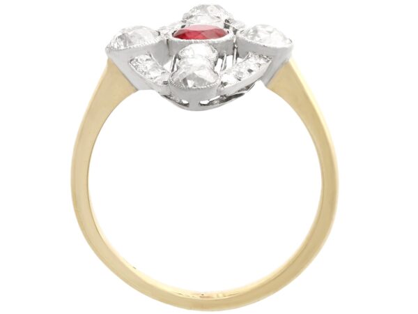 setting of Ruby and Diamond Marquise Ring 1920s