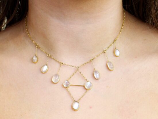 wearing Victorian Moonstone Necklace