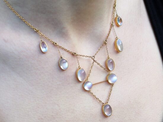 Victorian Moonstone Necklace being worn