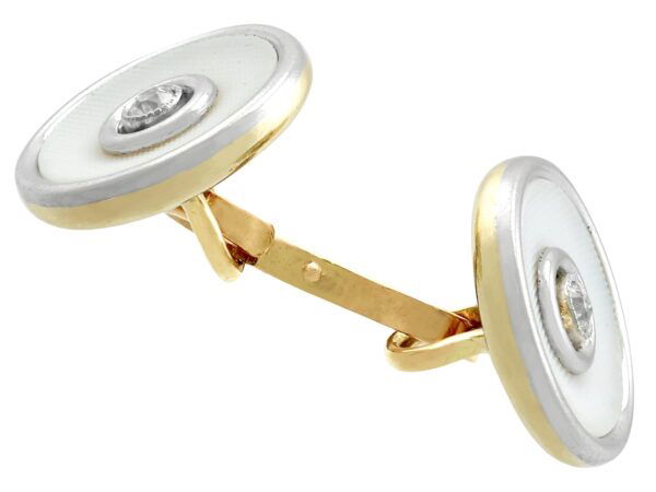 gold diamond and hardstone cufflink