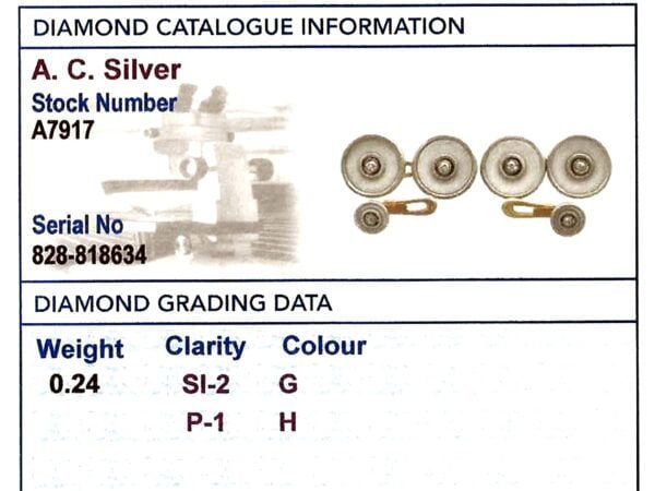 1920's cufflinks grading card