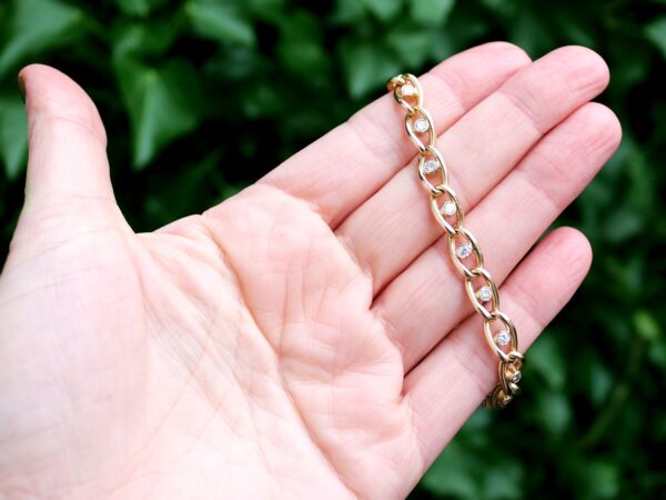 18ct Yellow Gold Diamond Curb Bracelet