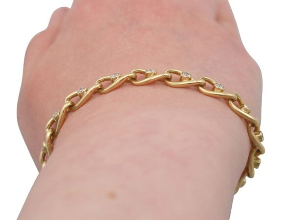 Gold Curb Bracelet Worn Close-Up