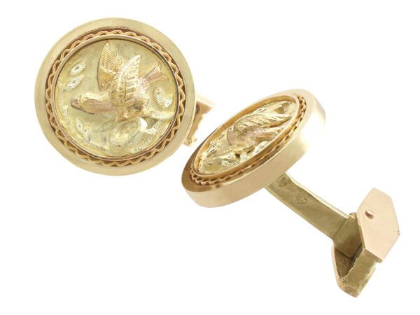 vintage gold bird cufflinks