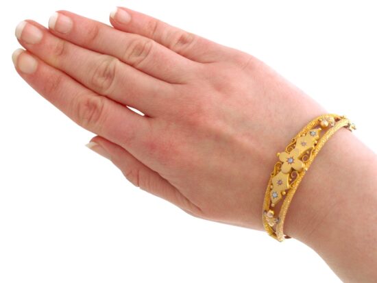 Victorian Gold Bangle On Hand