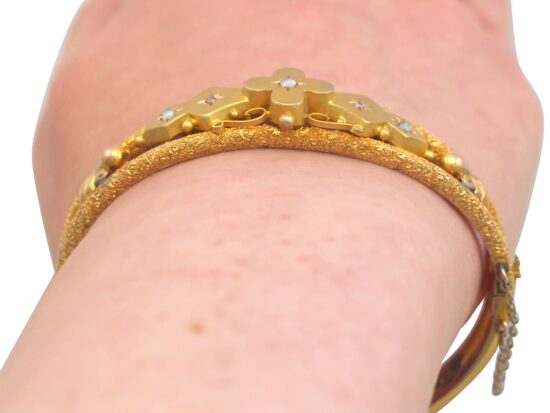 Opal Diamond Bangle Worn Close Up