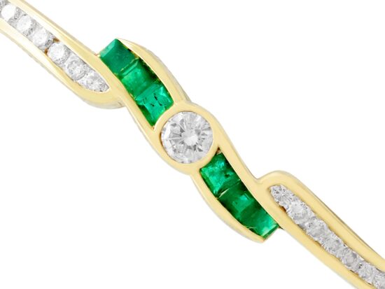 Emerald and Diamond Bangle in Yellow Gold